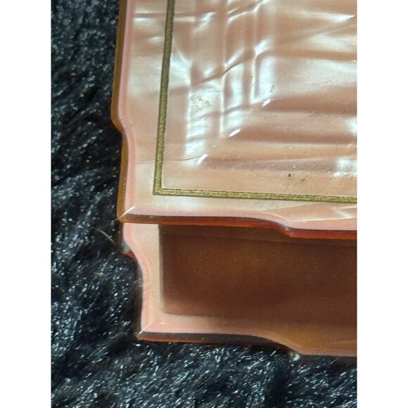 Vintage Dupont Pypalin Lucite Celluloid Vanity Box Pink Hinged Trinket Box - Picture 3 of 8